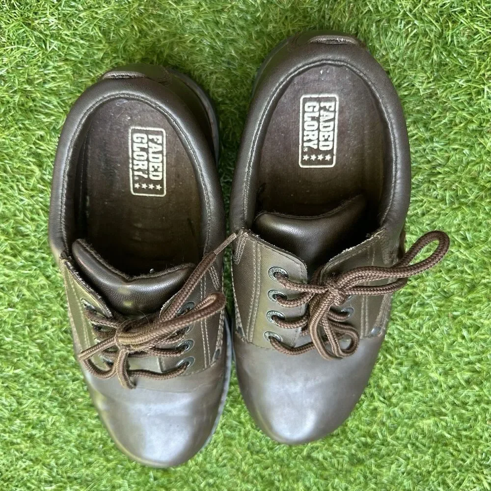 Vintage Y2K Faded‎ Glory Oxford Shoes Mens Size 8.5 Chunky Brown Lace Up